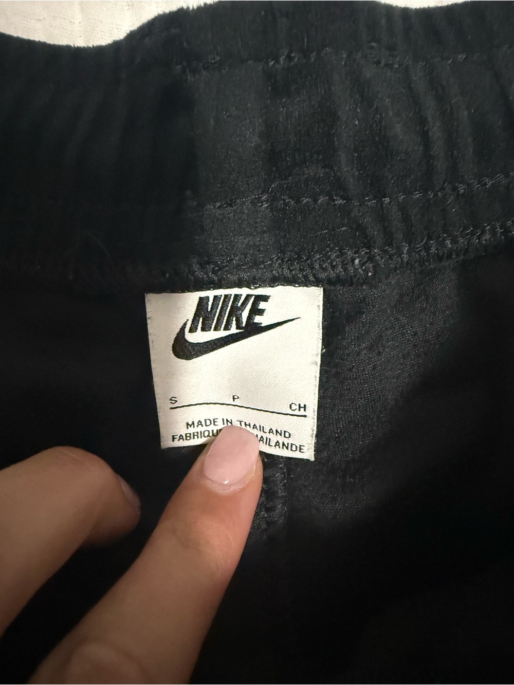 Nike Women's Black Velvet Athletic Shorts with White Logo - Picture 2 of 3